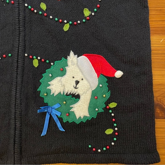Vintage Y2K Designers Originals Studio Joy Christmas Dogs Zip-Up Vest - Small - Picture 7 of 10